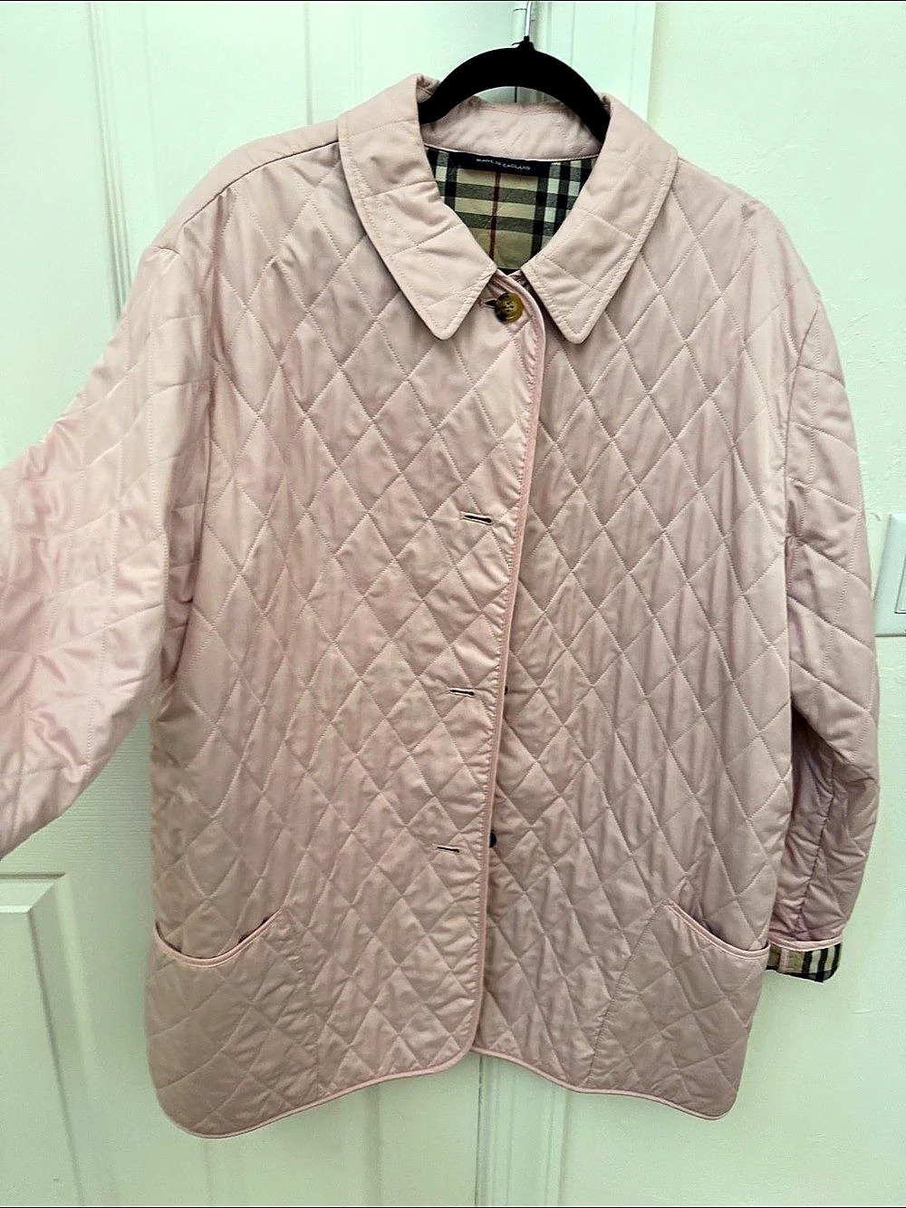 Burberry London Pink Quilted Nova Check Jacket XL